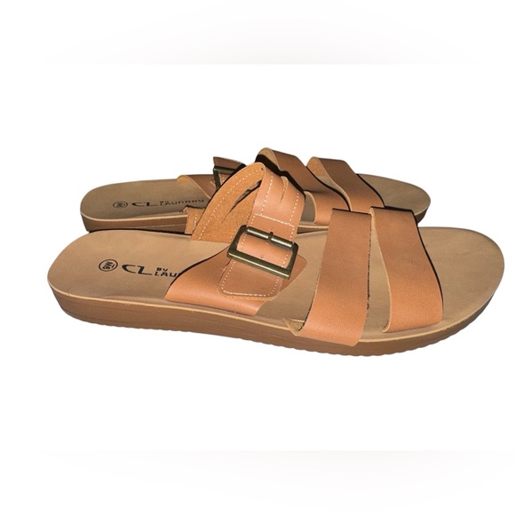 CL by Laundry Women's Brown Strap Sandals Size 9W - Picture 2 of 4